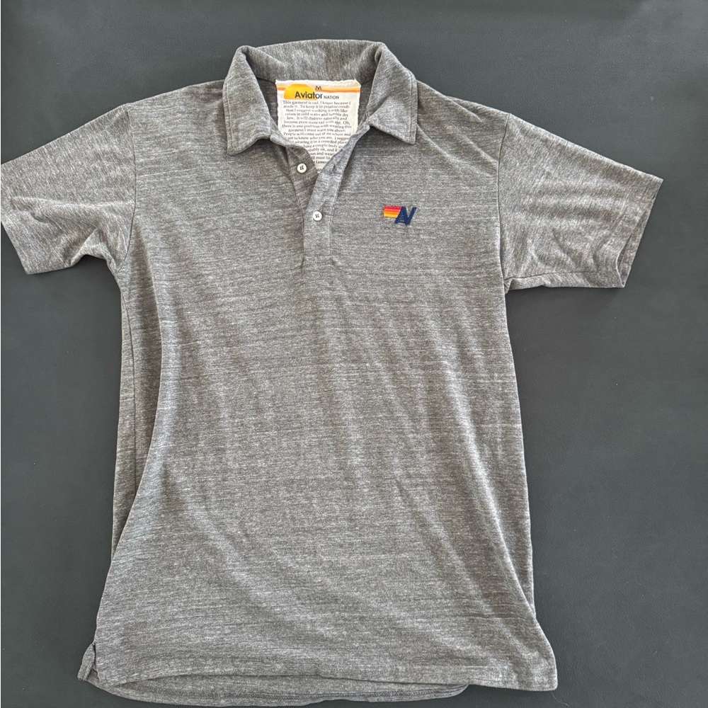 Aviator Nation Men's Heather Gray Polo Medium